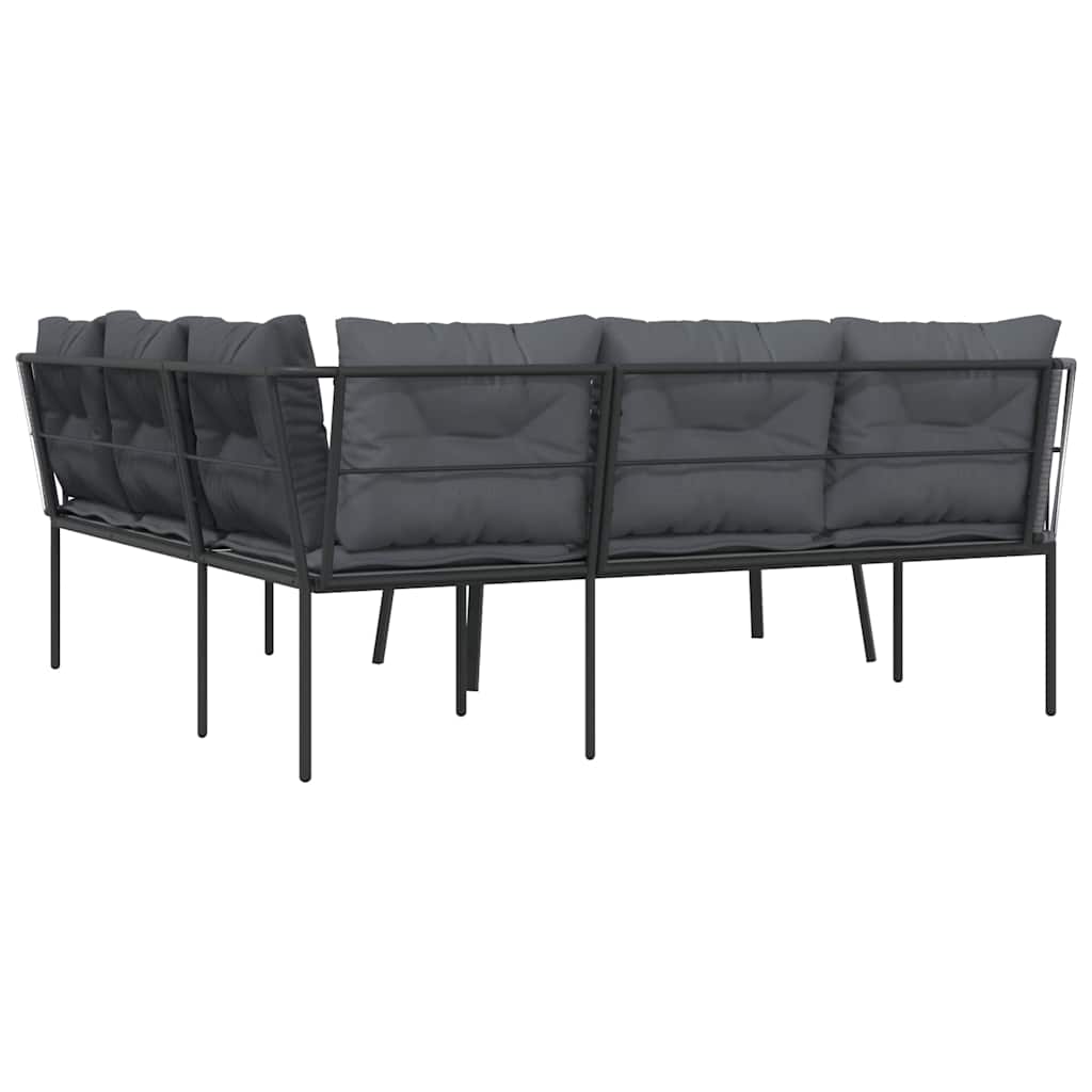 Set vrtnih sofa s jastucima crni od čelika i tekstilena