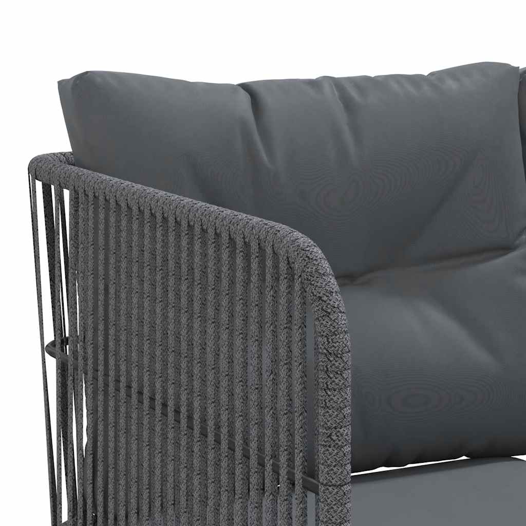 Set vrtnih sofa s jastucima crni od čelika i tekstilena