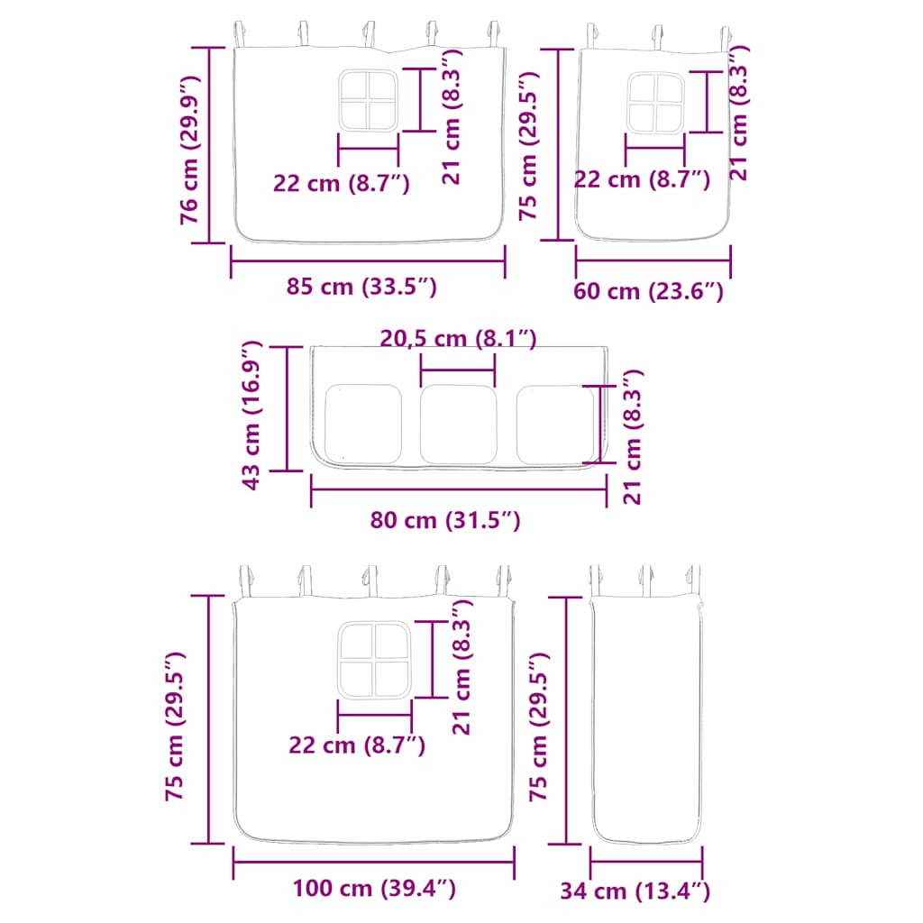 Krevet na kat sa zavjesama bijelo-crni 90 x 200 cm od borovine