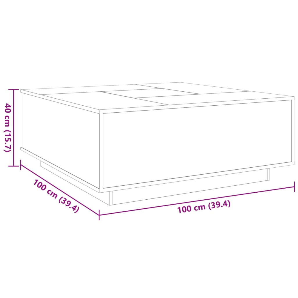 Stolić s beskonačnim LED svjetlima boja hrasta 100x100x40 cm