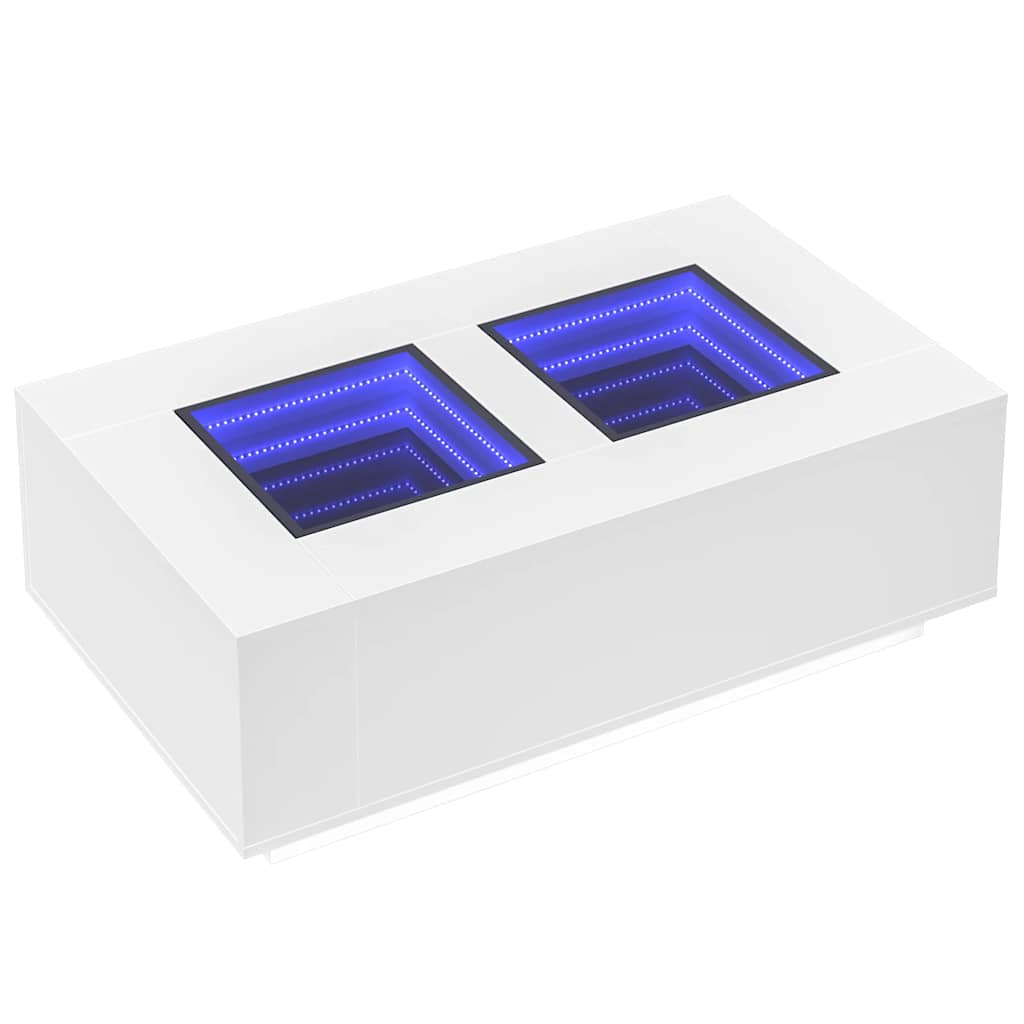 Stolić za kavu s beskonačnim LED svjetlima bijeli 116x69x40 cm