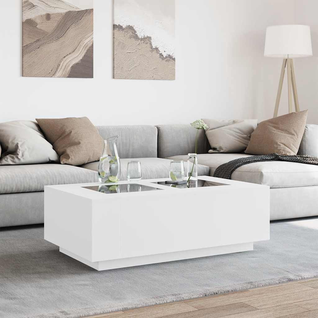 Stolić za kavu s beskonačnim LED svjetlima bijeli 116x69x40 cm