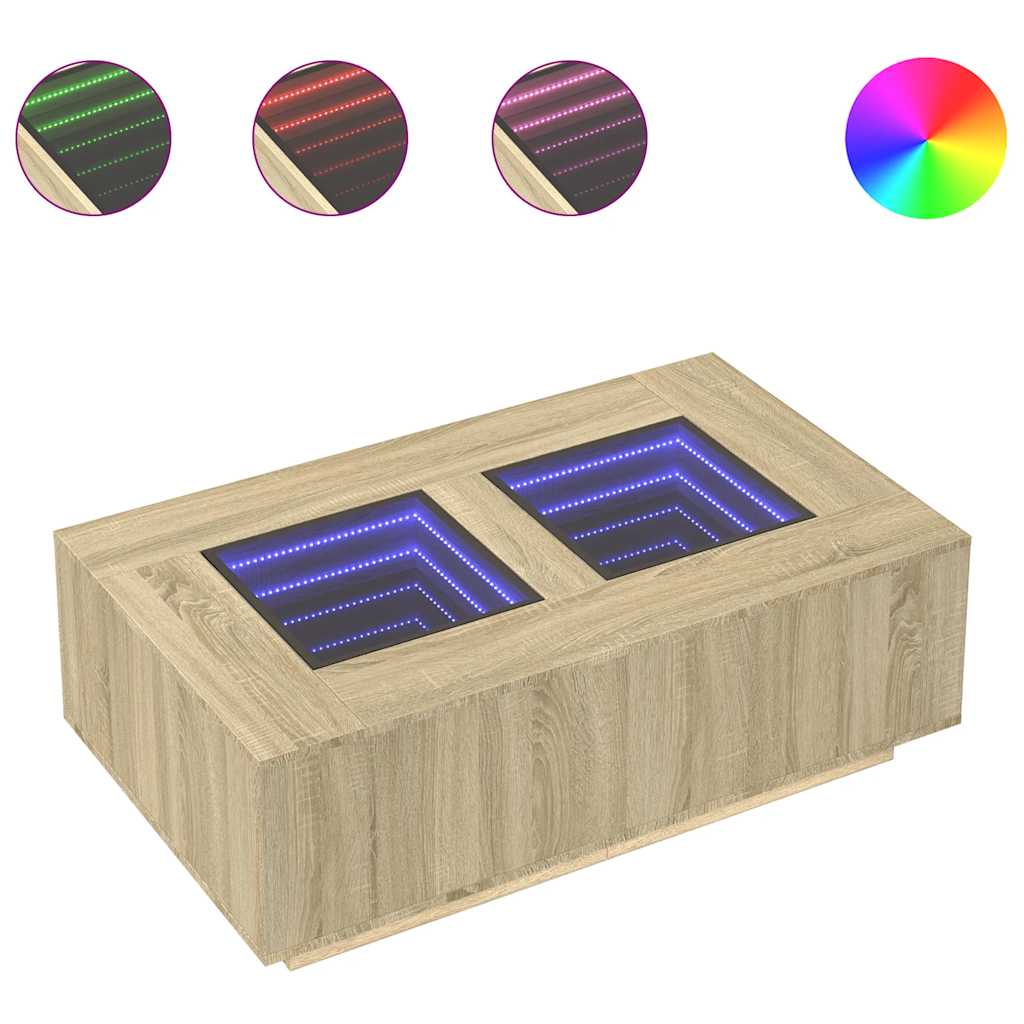 Stolić s beskonačnim LED svjetlima boja hrasta 116x69x40 cm