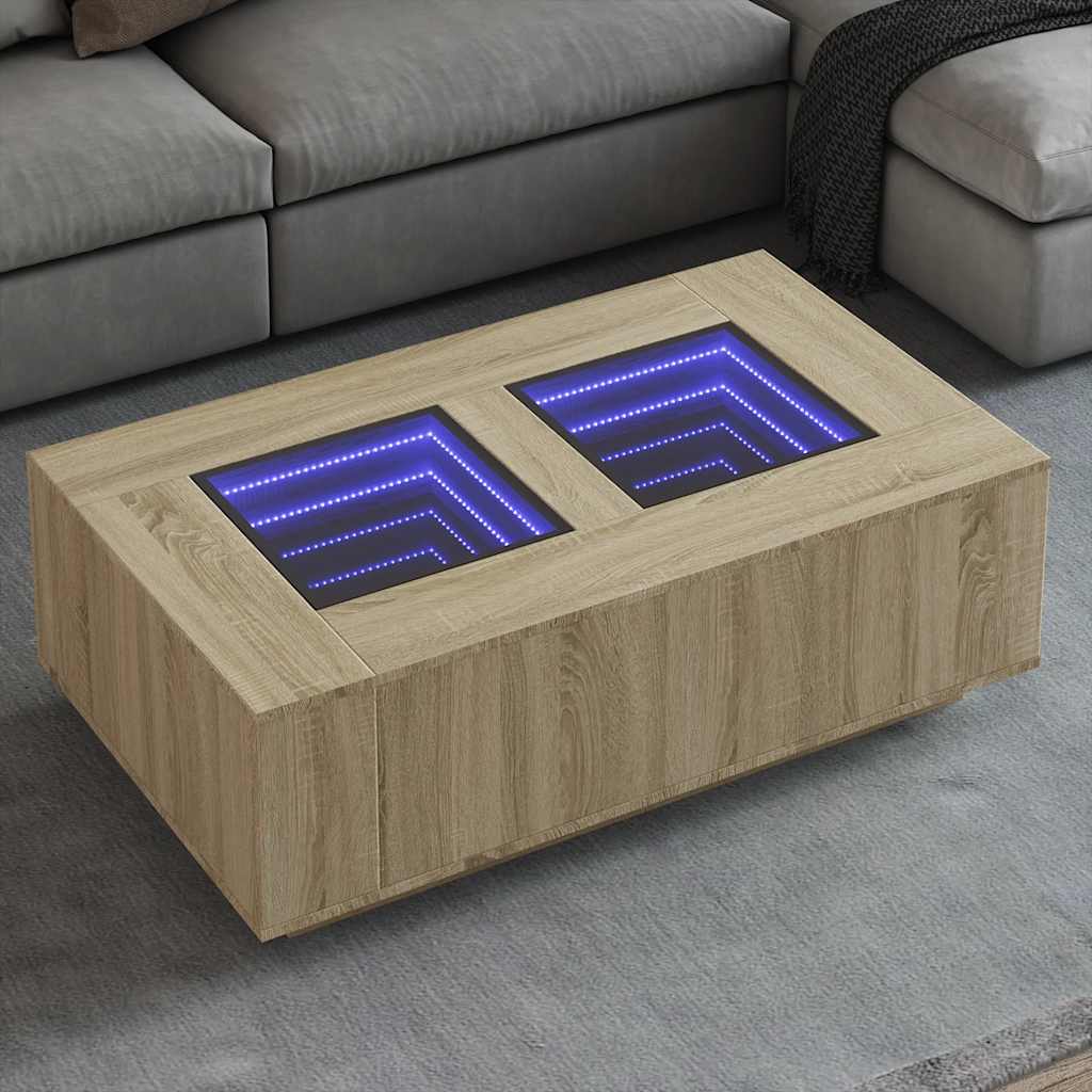 Stolić s beskonačnim LED svjetlima boja hrasta 116x69x40 cm