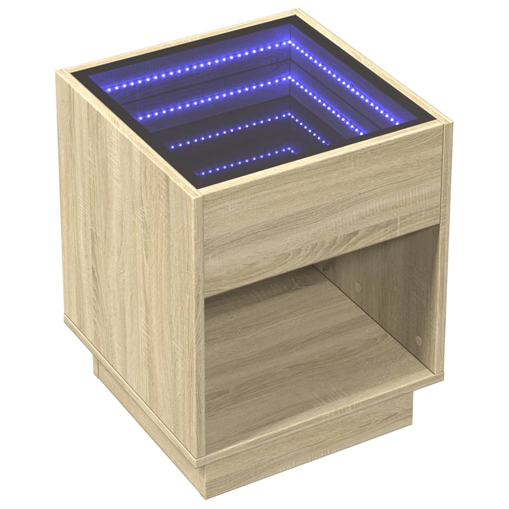 Noćni ormarić s beskonačnim LED boja hrasta sonome 40x40x50 cm
