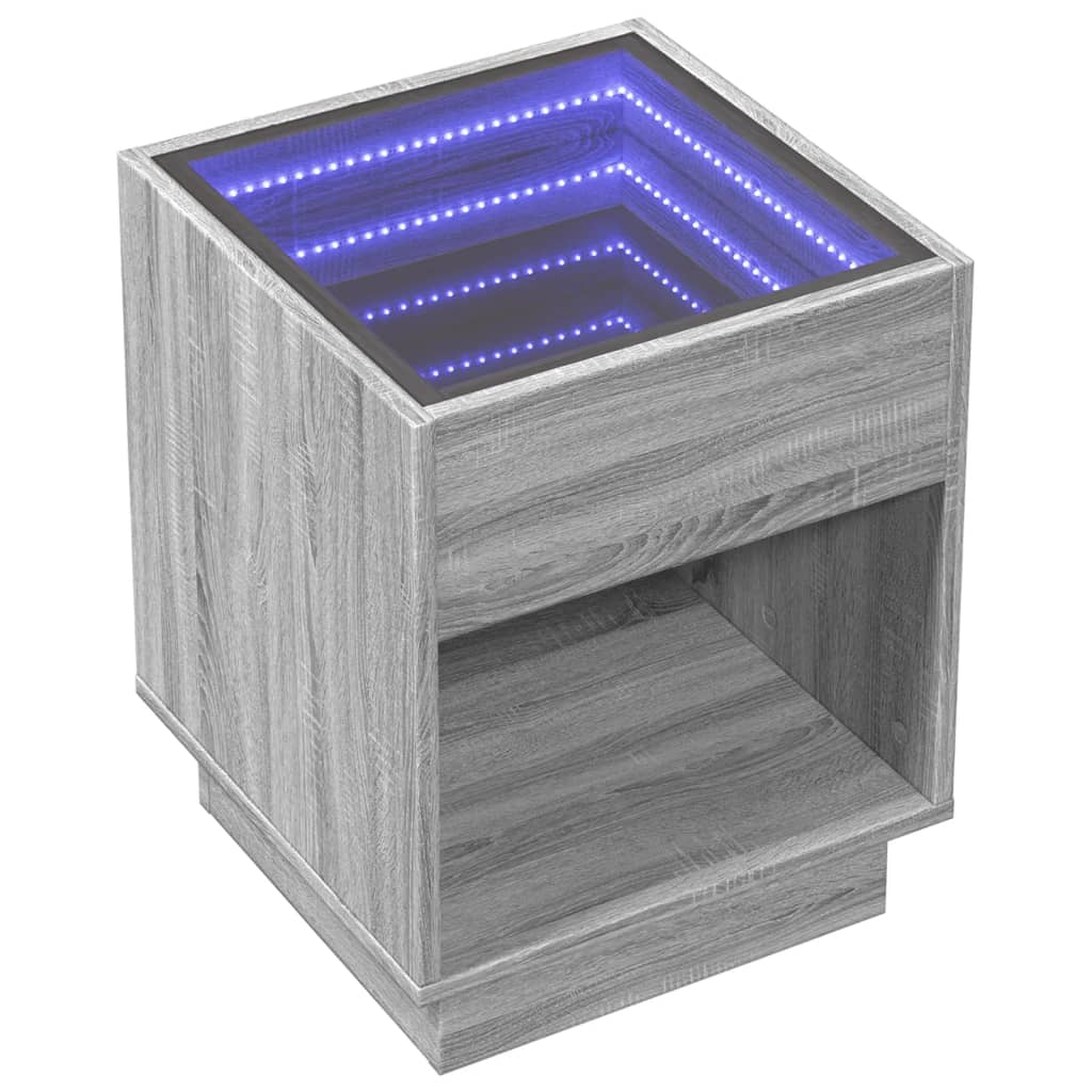 Noćni ormarić s beskonačnim LED boja hrasta 40x40x50 cm