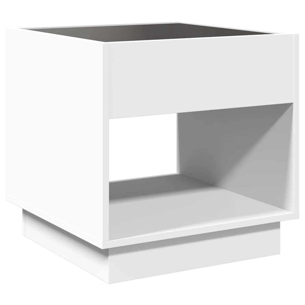 Noćni ormarić s beskonačnim LED svjetlima bijeli 50x50x50 cm