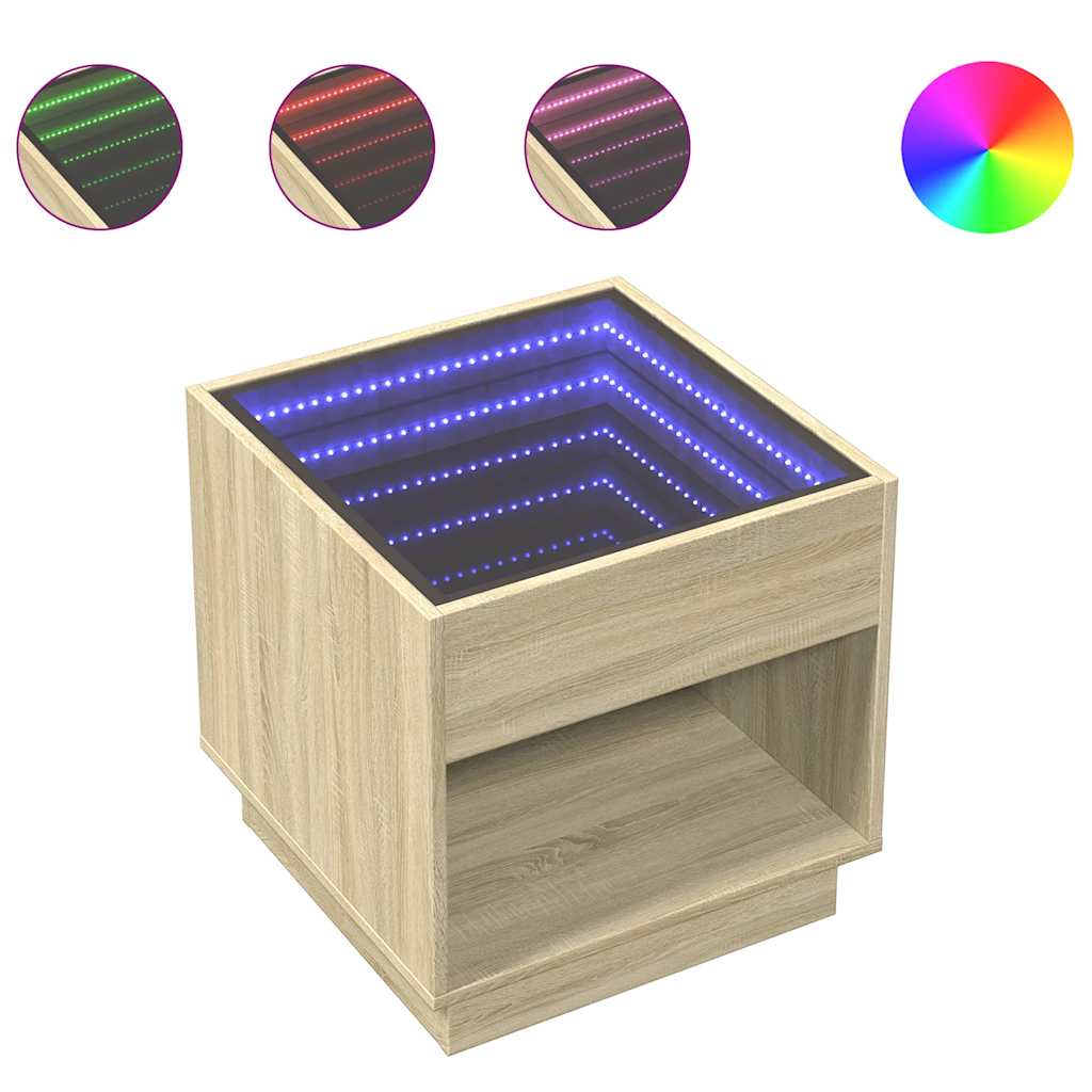 Noćni ormarić s beskonačnim LED boja hrasta sonome 50x50x50 cm