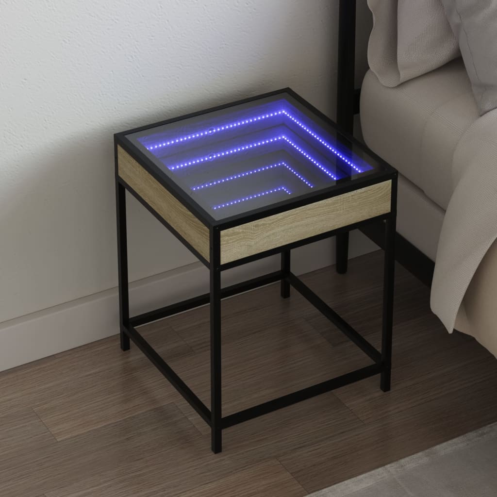 Noćni ormarić s beskonačnim LED boja hrasta 40 x 40 x 51 cm