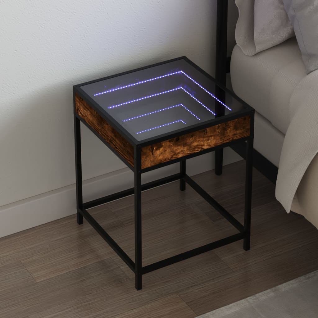 Noćni ormarić s beskonačnim LED boja hrasta 40 x 40 x 51 cm
