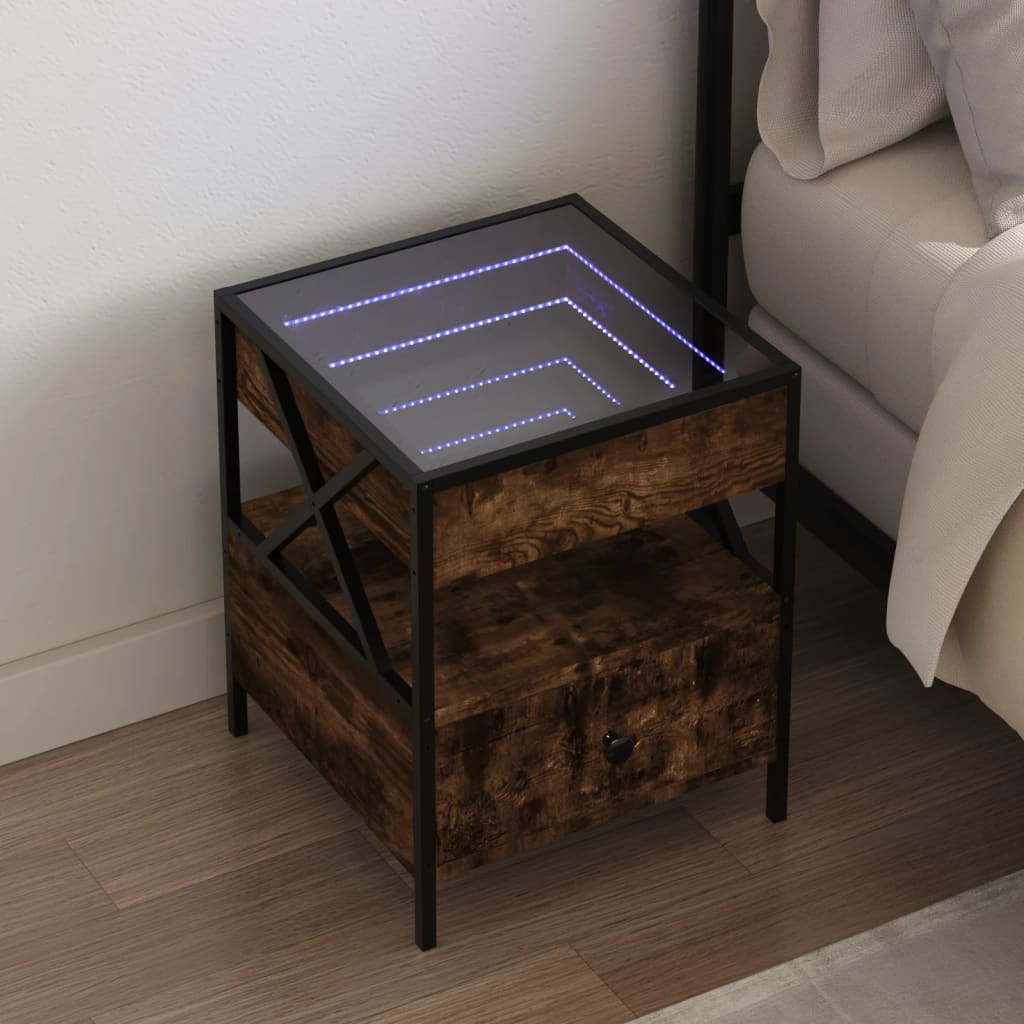 Noćni ormarić s beskonačnim LED boja hrasta 40 x 40 x 51 cm