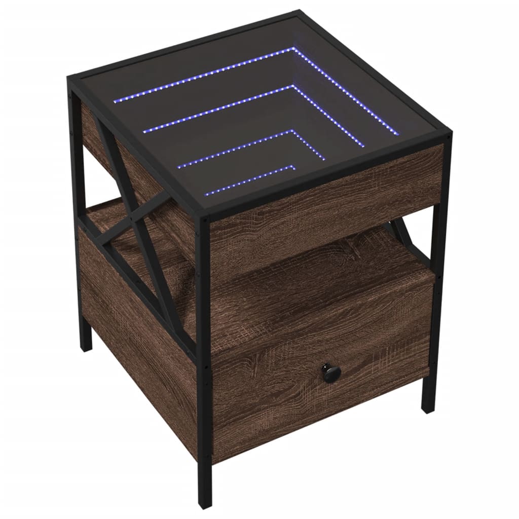 Noćni ormarić s beskonačnim LED boja smeđeg hrasta 40x40x51 cm