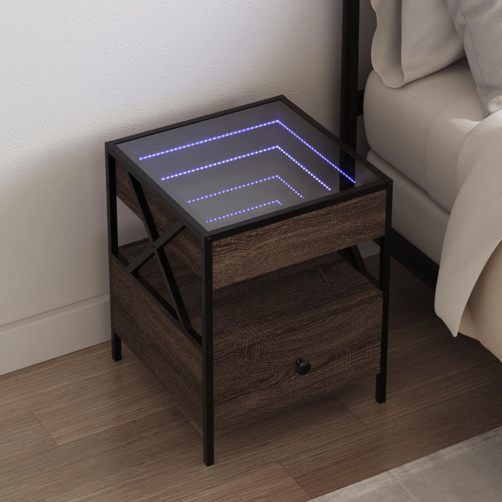 Noćni ormarić s beskonačnim LED boja smeđeg hrasta 40x40x51 cm