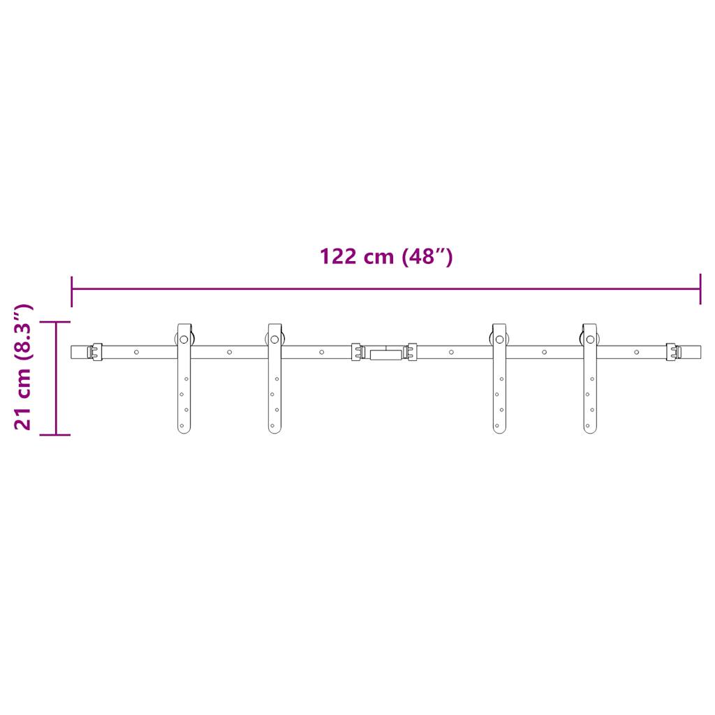 Komplet kliznih vrata ormarića 122 cm ugljični čelik