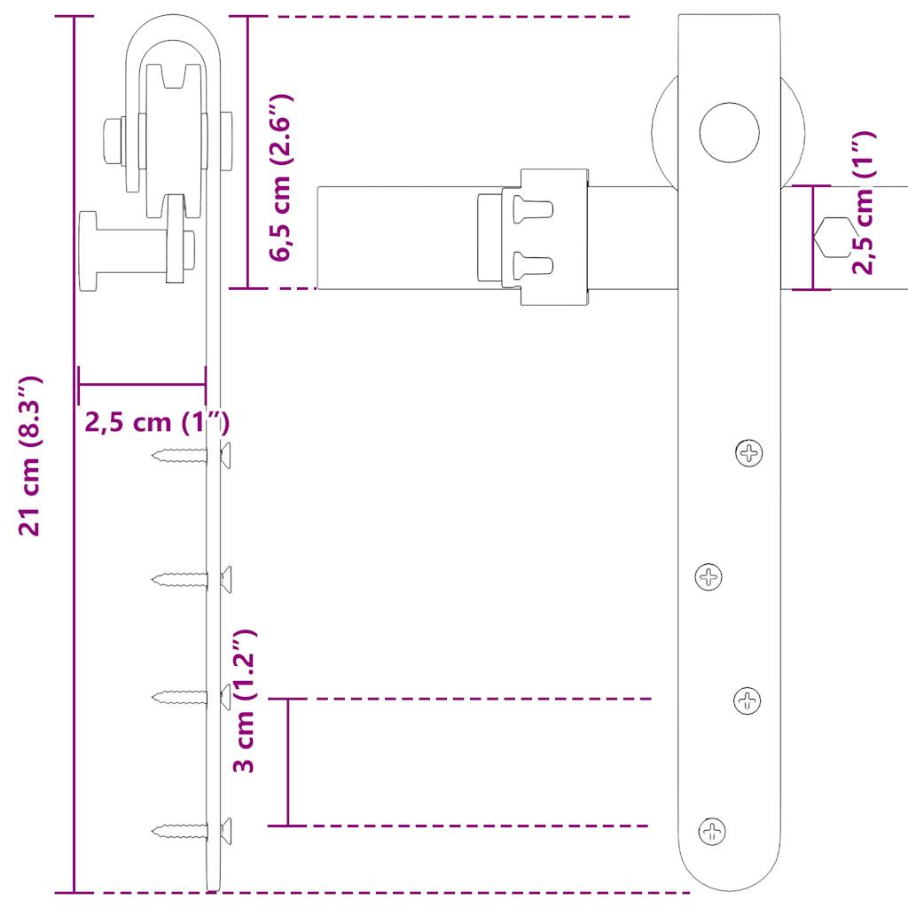Komplet kliznih vrata ormarića 213 cm ugljični čelik