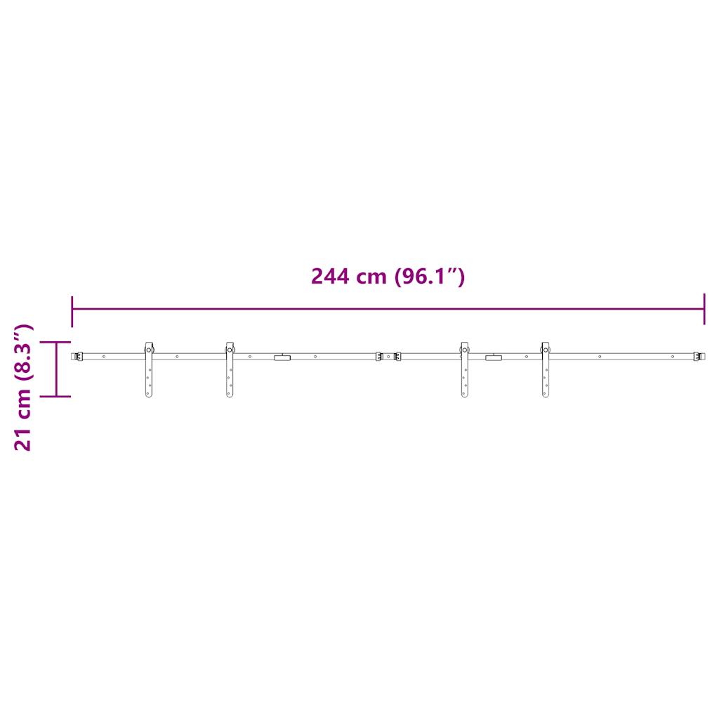 Komplet kliznih vrata ormarića 244 cm ugljični čelik