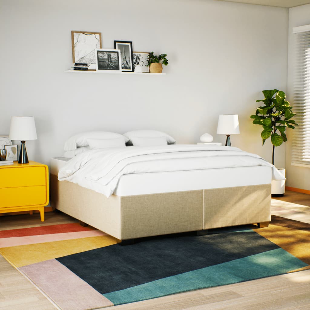 Okvir za krevet bez madraca krem 200x200 cm od tkanine