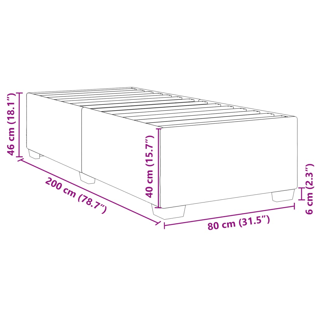 Okvir za krevet crni 80 x 200 cm baršunasti