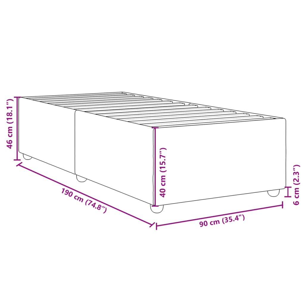 Okvir za krevet bez madraca crni 90x190cm od tkanine