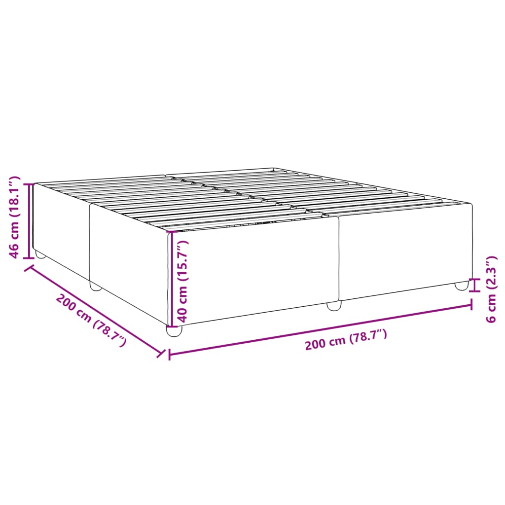 Okvir za krevet bez madraca krem 200x200 cm od tkanine