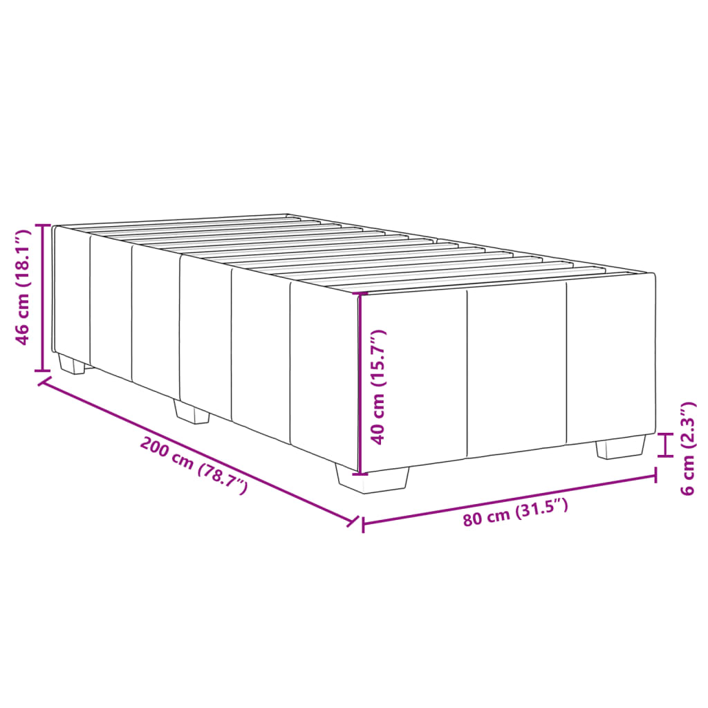Okvir za krevet bez madraca smeđesivi 80x200cm od tkanine