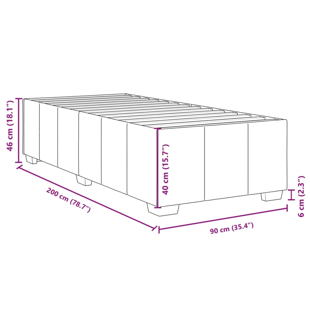 Okvir za krevet bez madraca crni 90x200cm od tkanine
