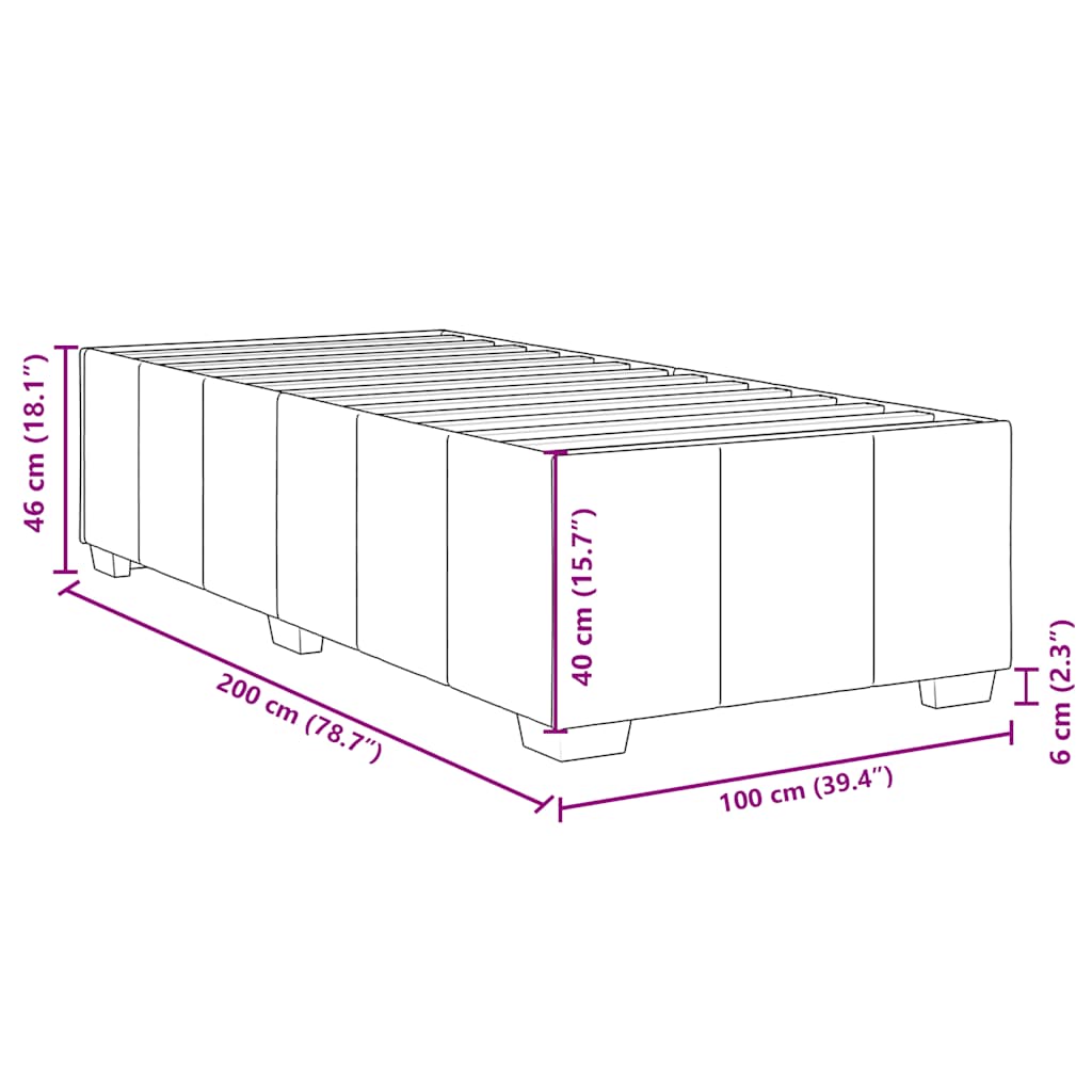 Okvir za krevet bez madraca krem 100 x 200 cm od tkanine