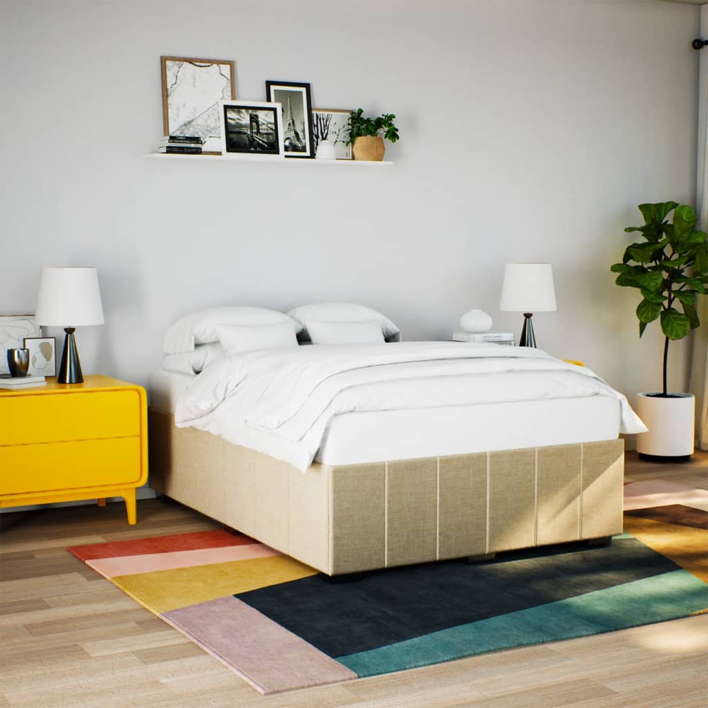 Okvir za krevet bez madraca krem 140 x 190 cm od tkanine