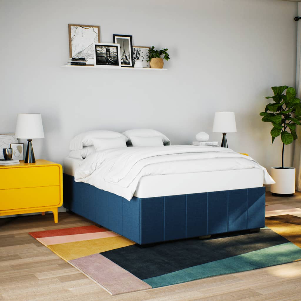 Okvir za krevet bez madraca plavi 140 x 190 cm od tkanine