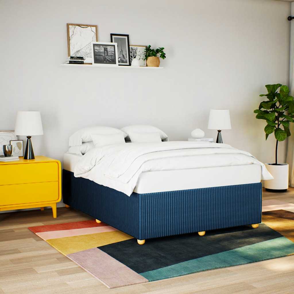 Okvir za krevet bez madraca plavi 140 x 190 cm od tkanine
