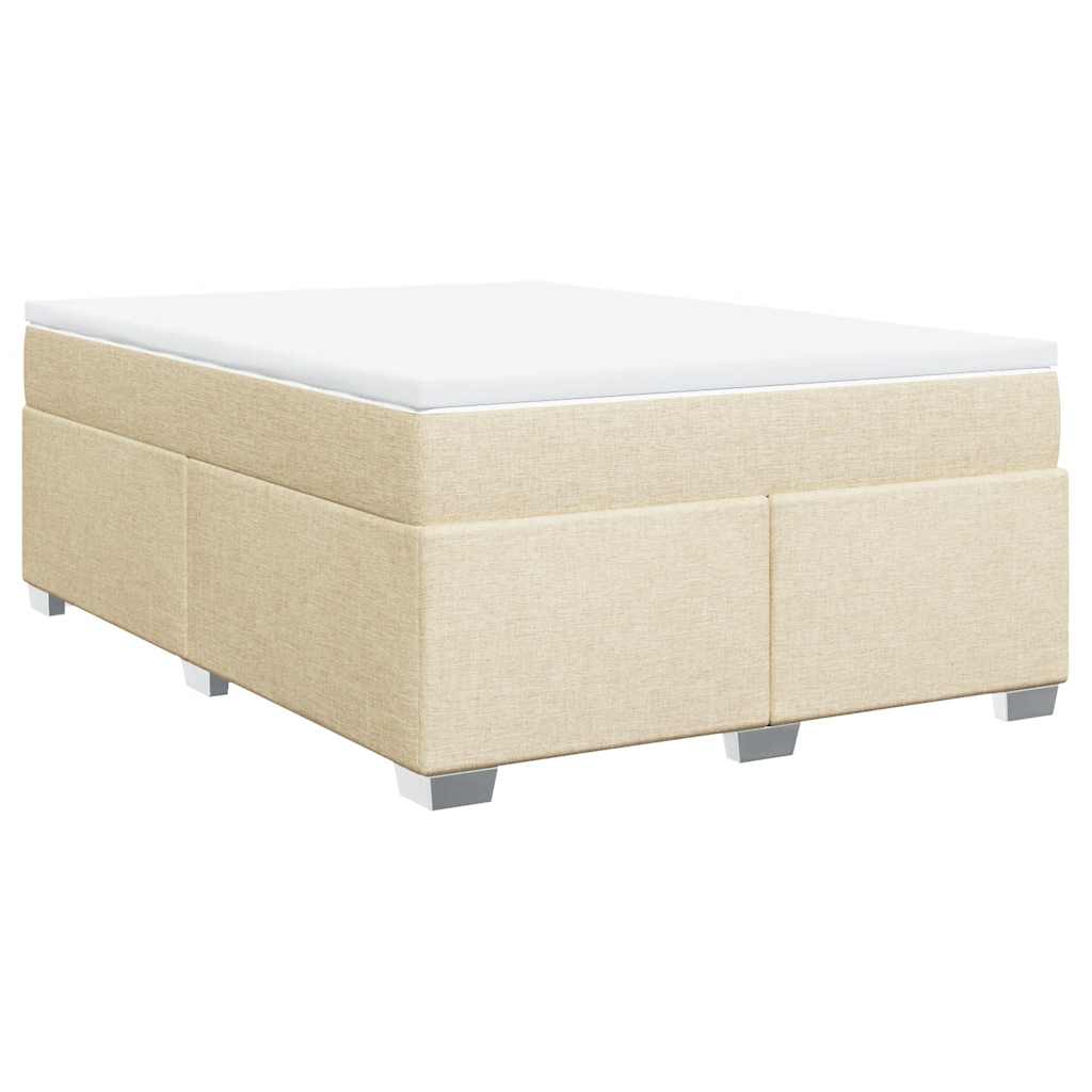 Krevet s oprugama i madracem krem 140 x 190 cm od tkanine