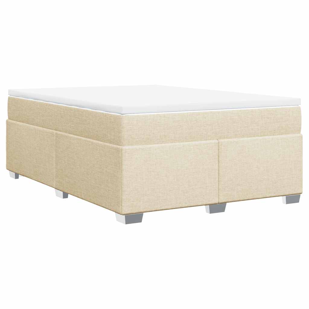 Krevet s oprugama i madracem krem 140 x 190 cm od tkanine