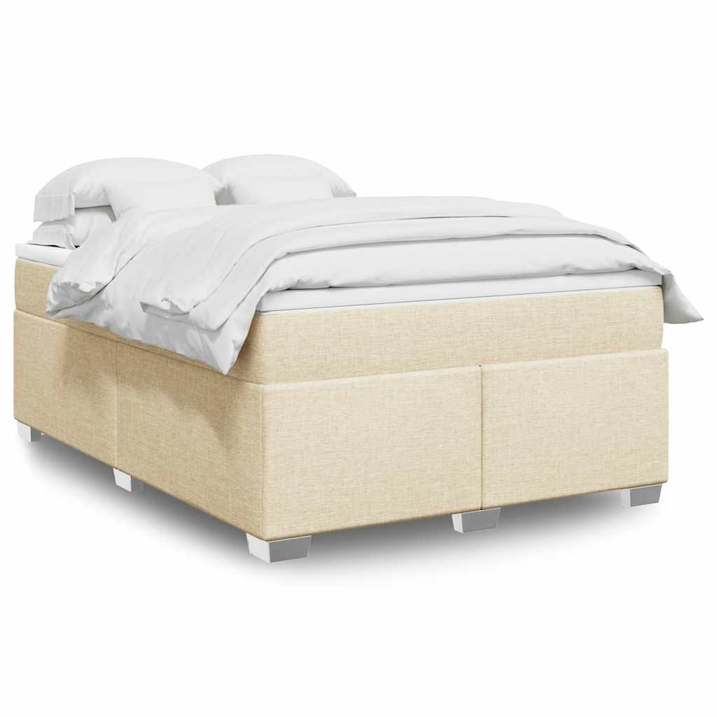 Krevet s oprugama i madracem krem 140 x 190 cm od tkanine