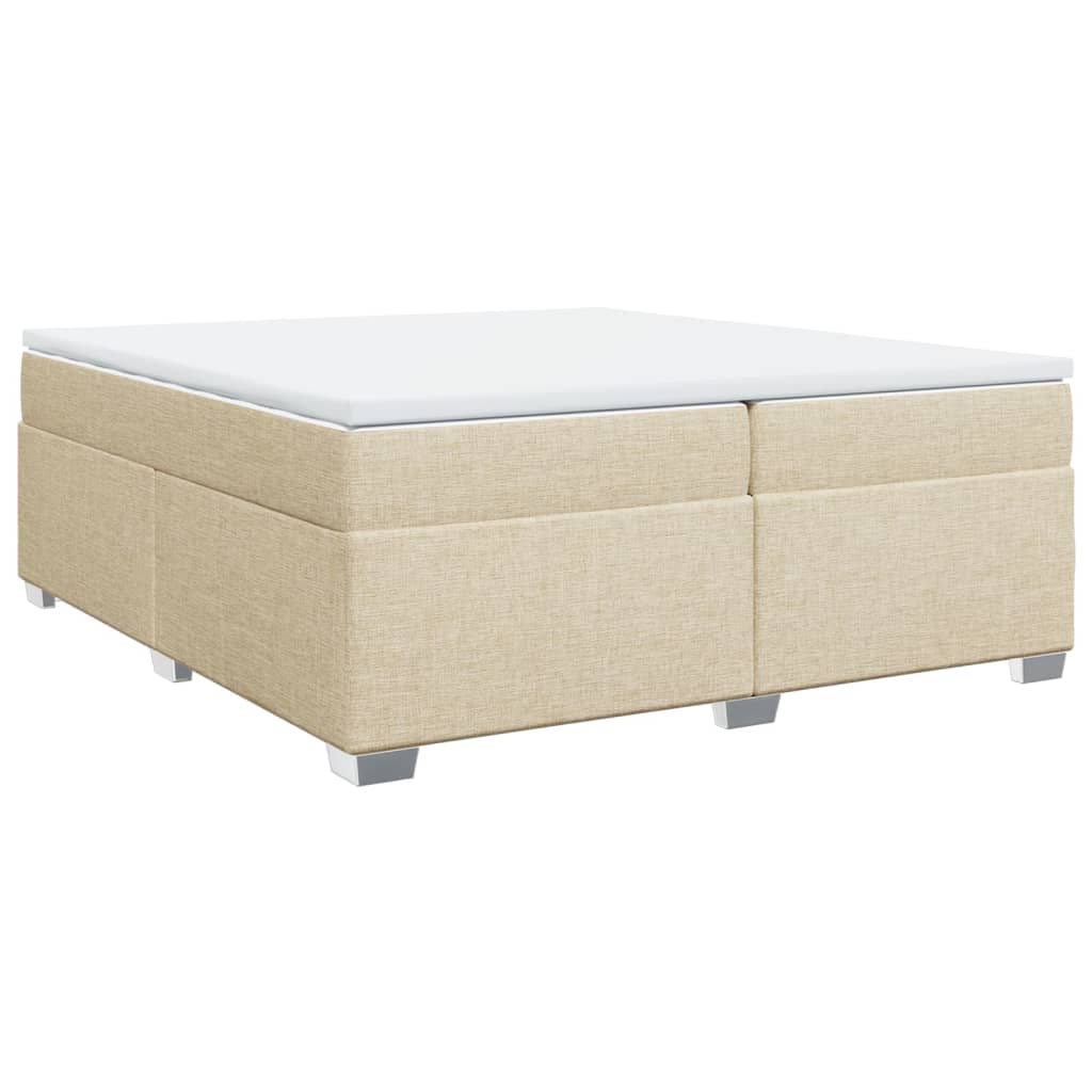 Krevet s oprugama i madracem krem 200 x 200 cm od tkanine