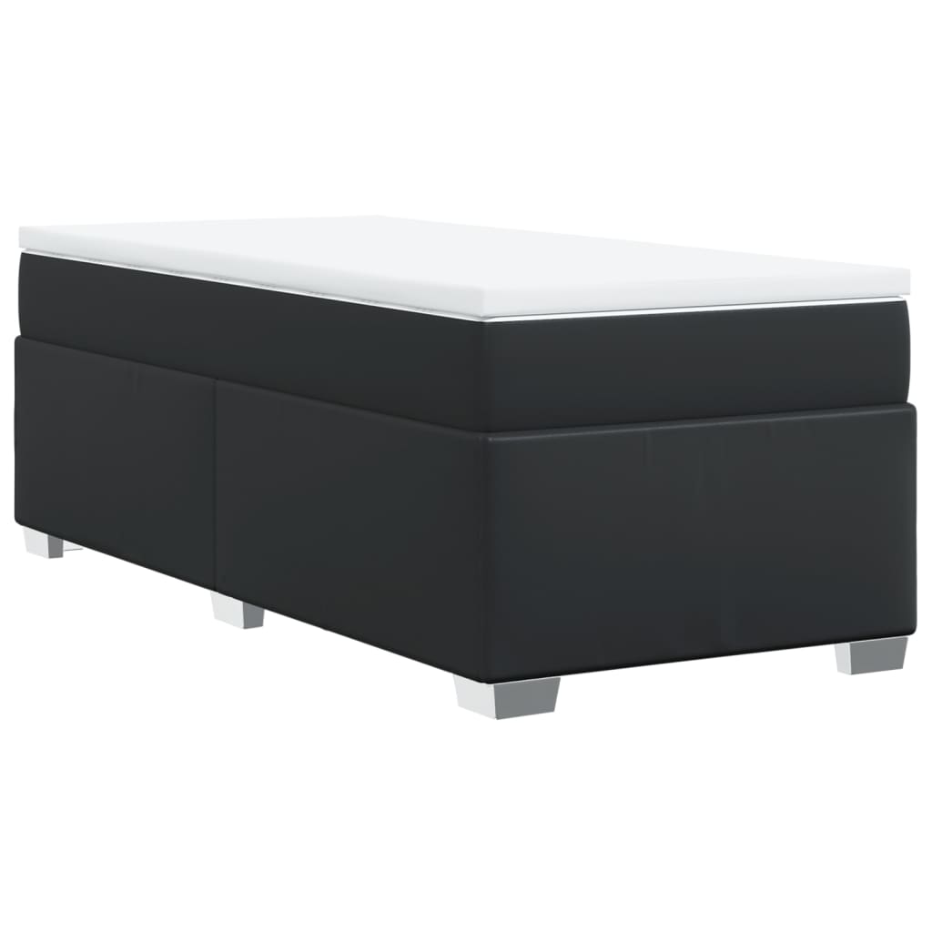 Krevet s oprugama i madracem crni 80 x 200 cm od umjetne kože