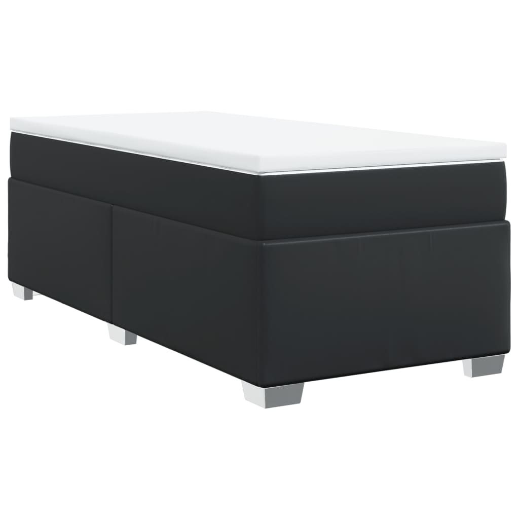 Krevet s oprugama i madracem crni 100x200 cm od umjetne kože