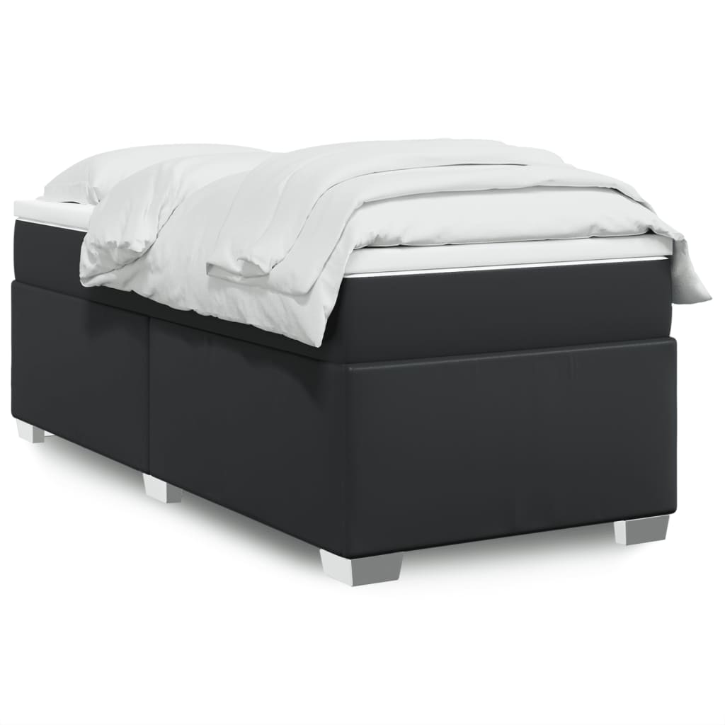 Krevet s oprugama i madracem crni 100x200 cm od umjetne kože