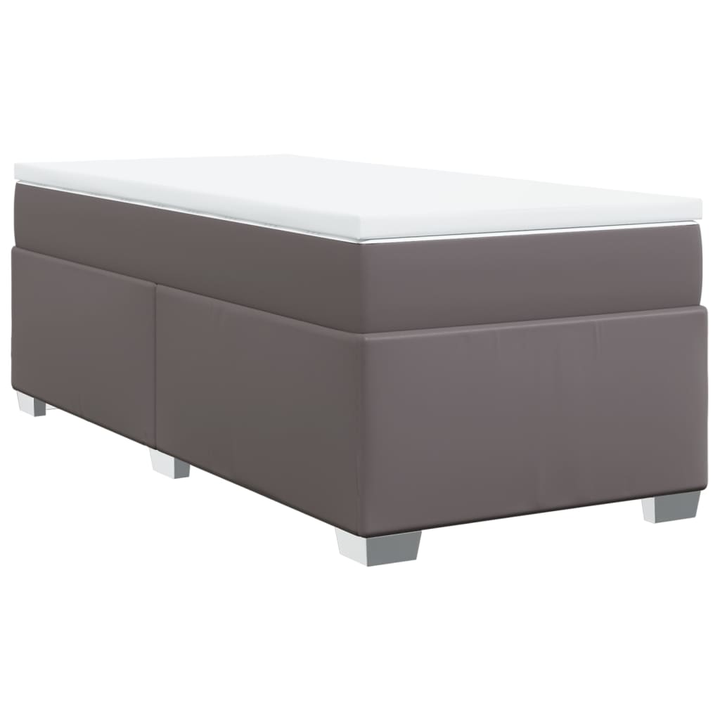 Krevet s oprugama i madracem sivi 100x200 cm od umjetne kože
