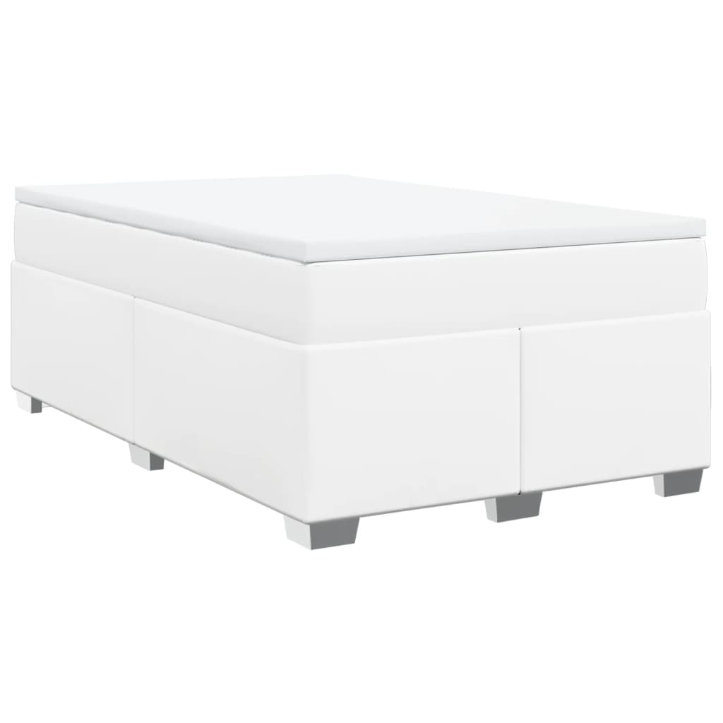 Krevet box spring s madracem bijeli 120x190 cm od umjetne kože