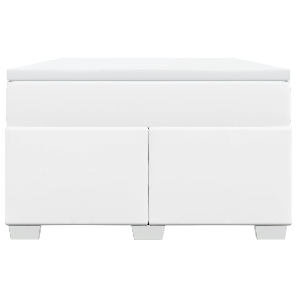 Krevet box spring s madracem bijeli 120x190 cm od umjetne kože