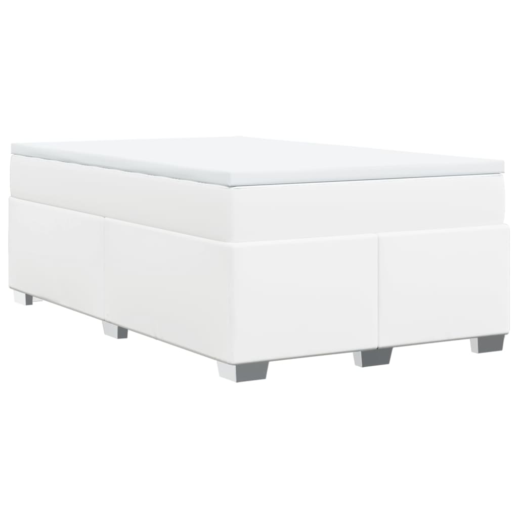Krevet box spring s madracem bijeli 120x190 cm od umjetne kože