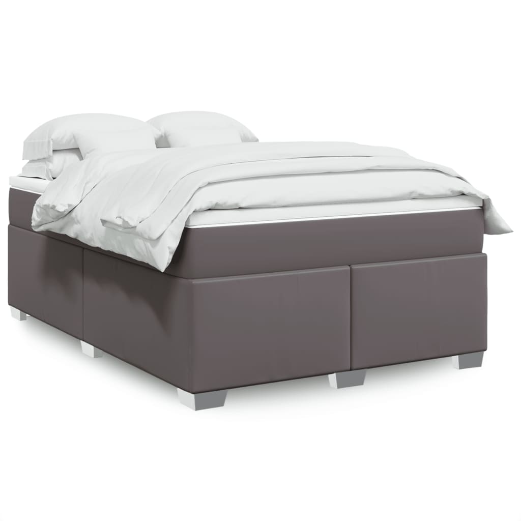 Krevet s oprugama i madracem sivi 140x190 cm od umjetne kože