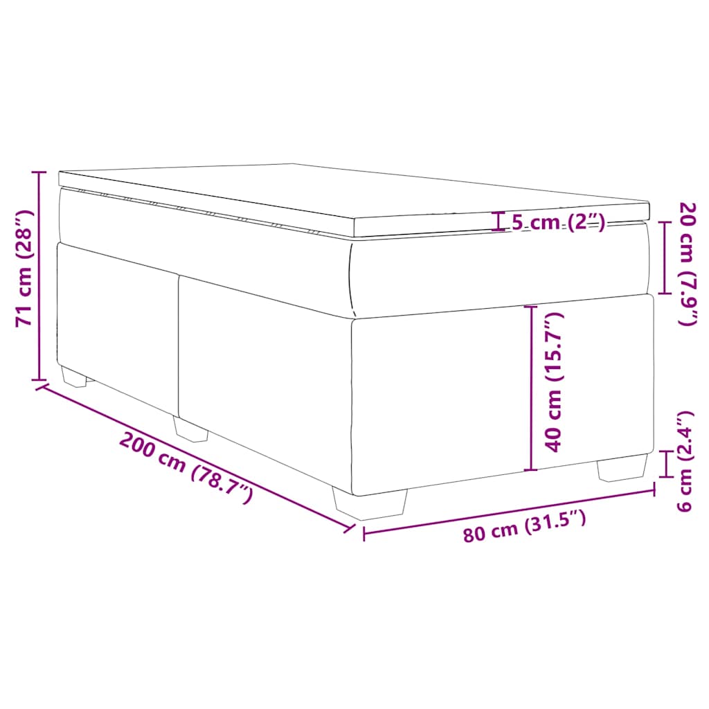 Box spring krevet s madracem tamnoplavi 80 x 200 cm baršunasti