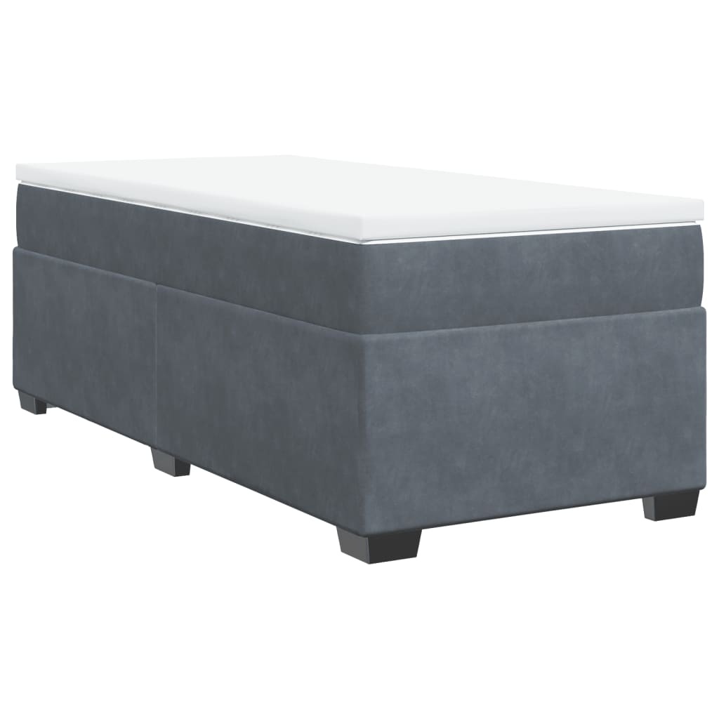 Box spring krevet s madracem tamnosivi 90x190 cm baršunasti