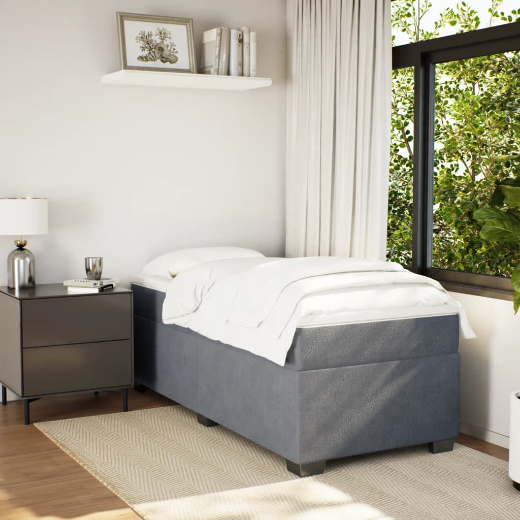 Box spring krevet s madracem tamnosivi 90x190 cm baršunasti