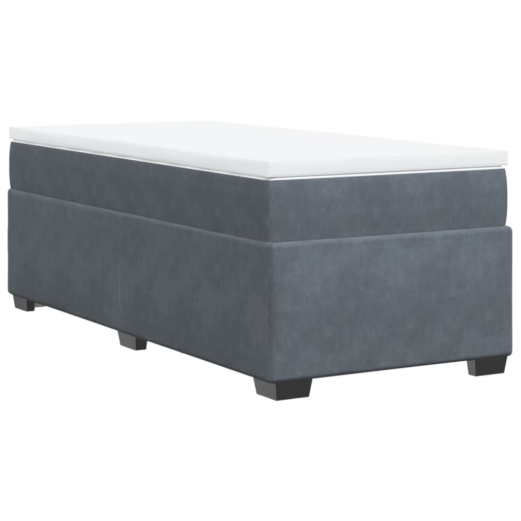 Box spring krevet s madracem tamnosivi 90x190 cm baršunasti