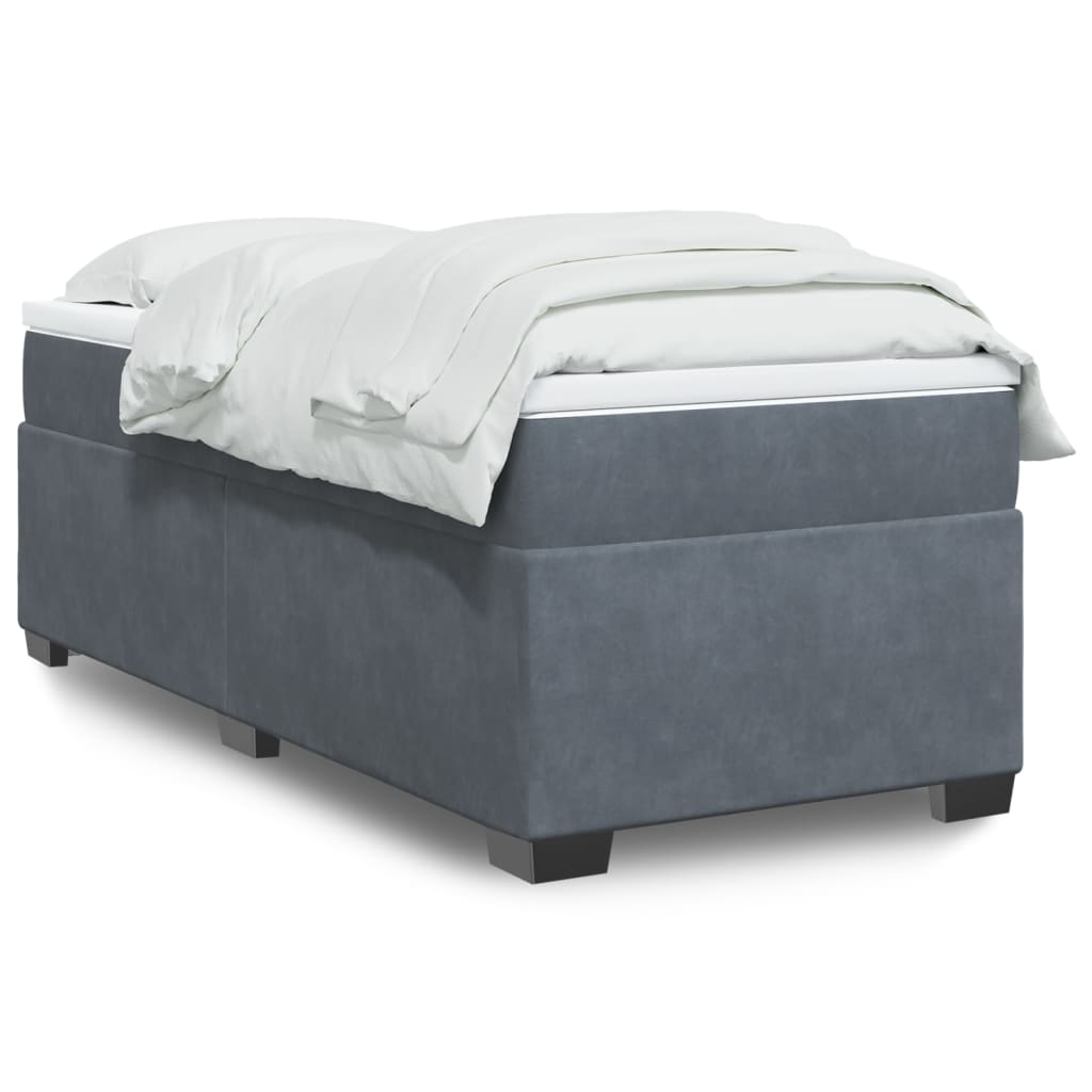 Box spring krevet s madracem tamnosivi 90x190 cm baršunasti