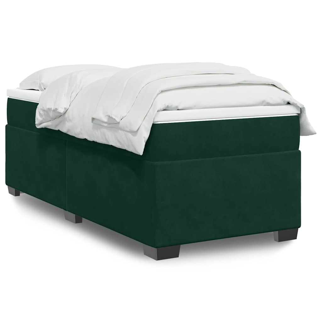 Box spring krevet s madracem tamnozeleni 90x190 cm baršunasti