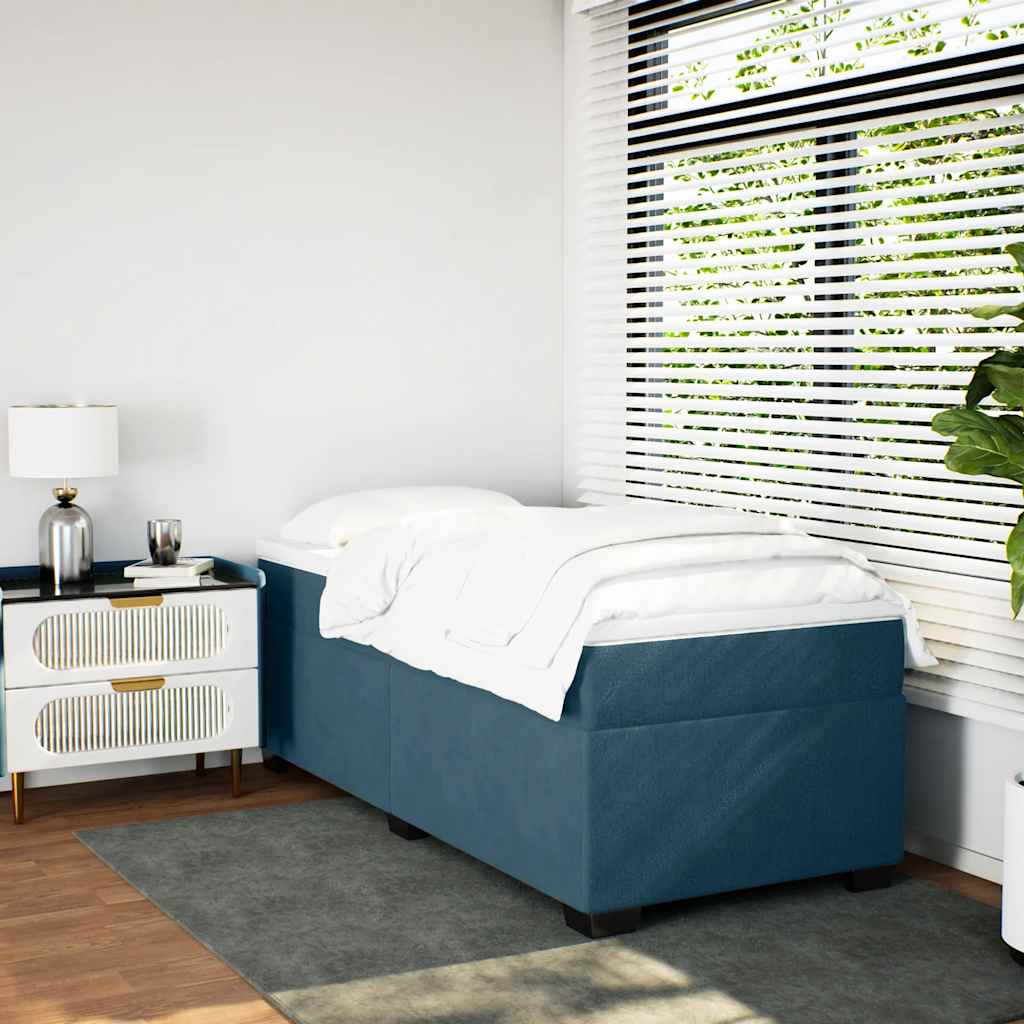 Box spring krevet s madracem tamnoplavi 90x190 cm baršunasti