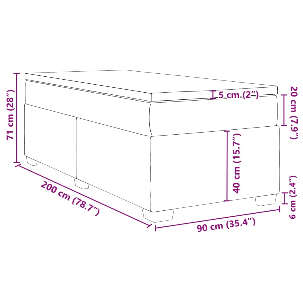 Box spring krevet s madracem crni 90x200 cm baršunasti